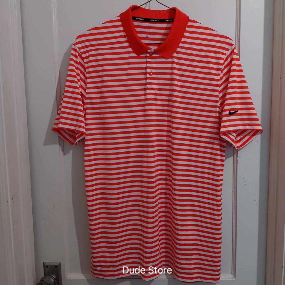 Nike Golf Polo - Dri-Fit - Men's Size Large - Orange & White